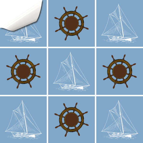 segelboot und steuerrad himmelblau vorschau 1